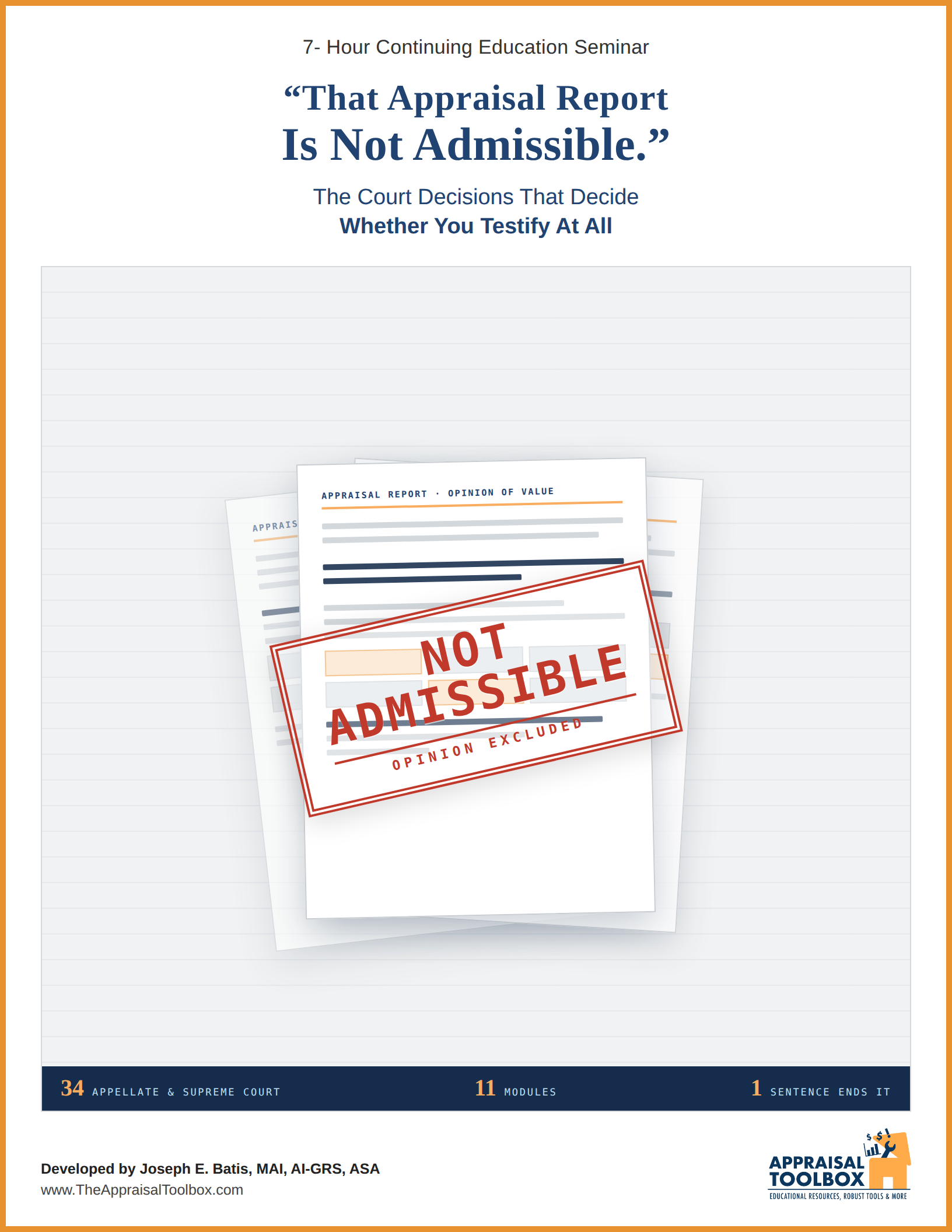 That Appraisal Report Is Not Admissible seminar flyer